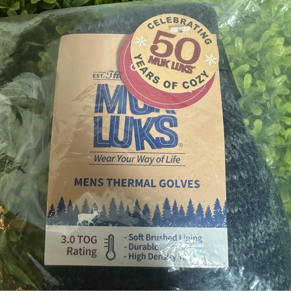 NWT Muk Luks Men’s Cozy Knit Thermal Lined Knit Navy Blue Gloves - One Size - Picture 3 of 5